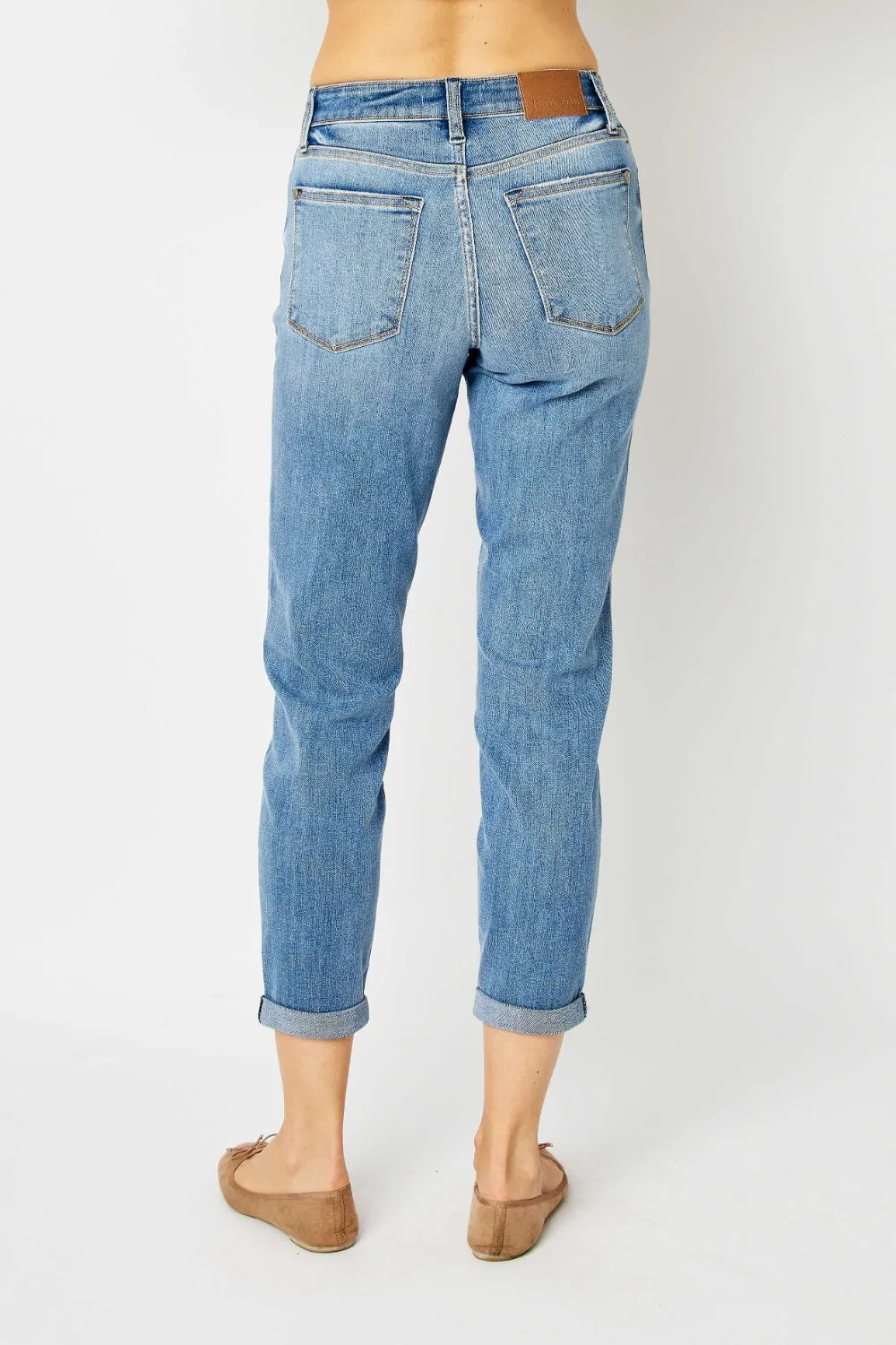 Judy Blue Full Size Cuffed Hem Low Waist Slim Jeans