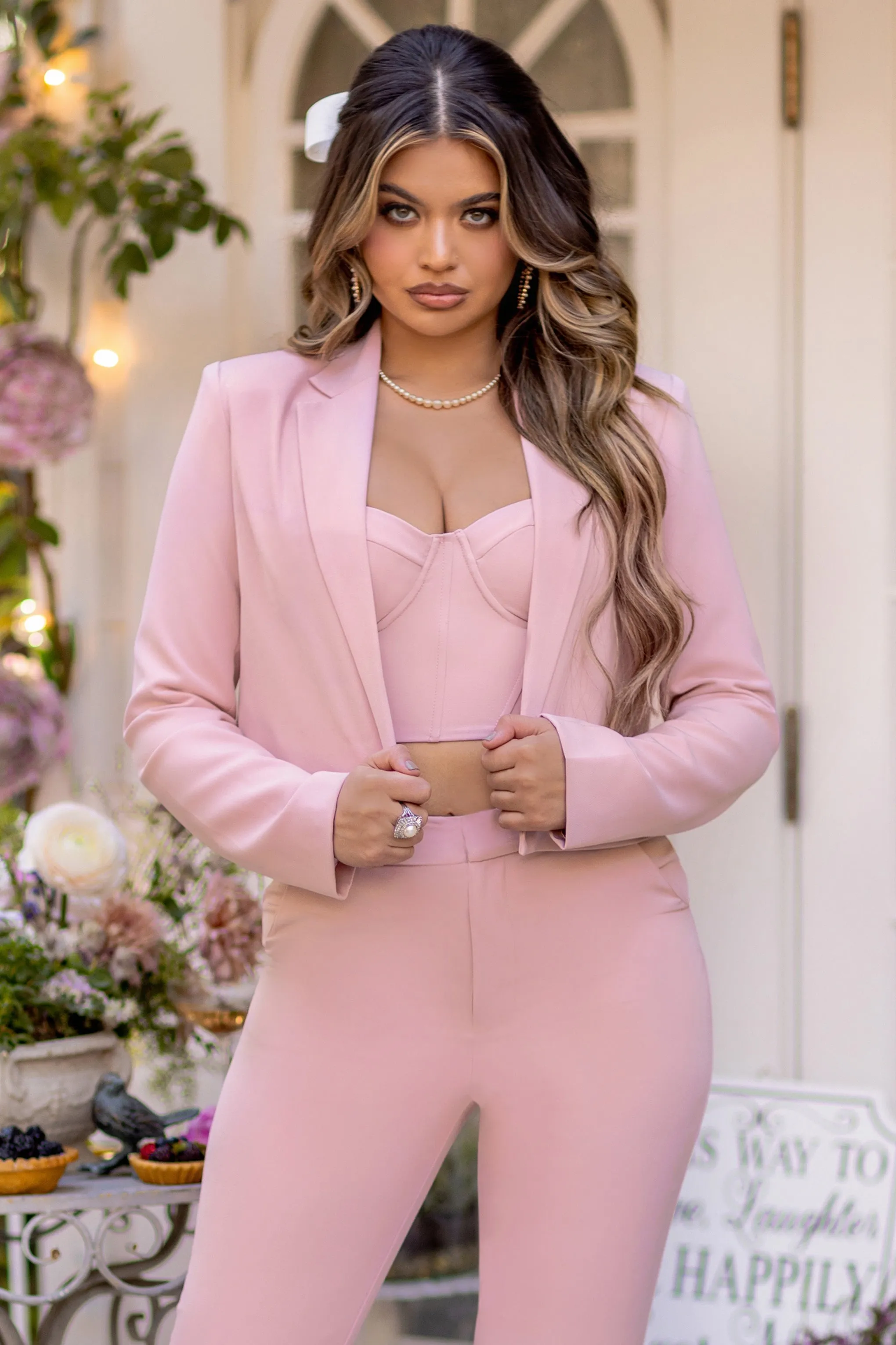 Just For You | Pink Boxy Hem Crop Blazer