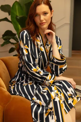 Knightsbridge Floral Stripe Print Dressing Gown