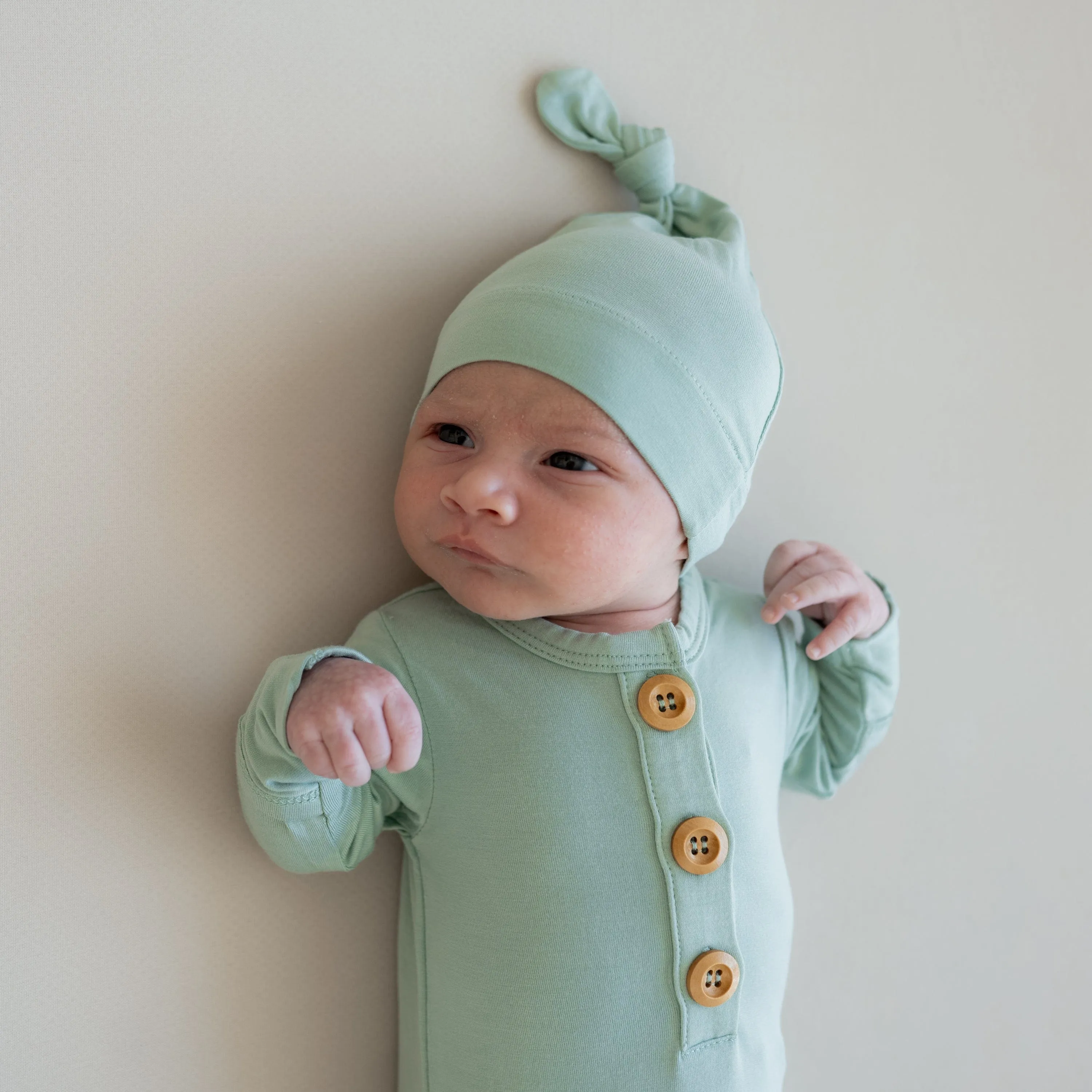 Knotted Gown with Hat Set in Sage