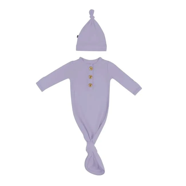 Kyte Baby Knotted Gown with Hat Set in Taro