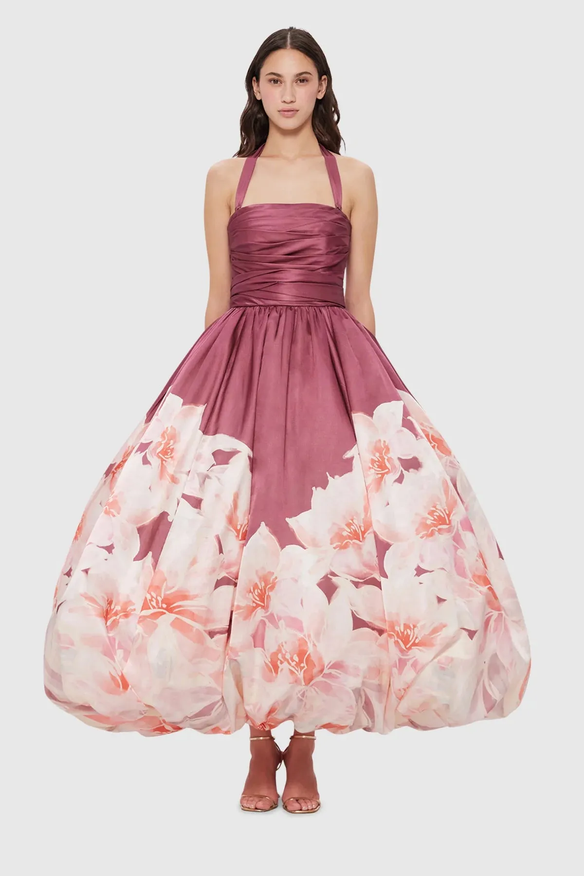 Leo Lin Nadia Voluminous Gown - Orient Print in Hibiscus