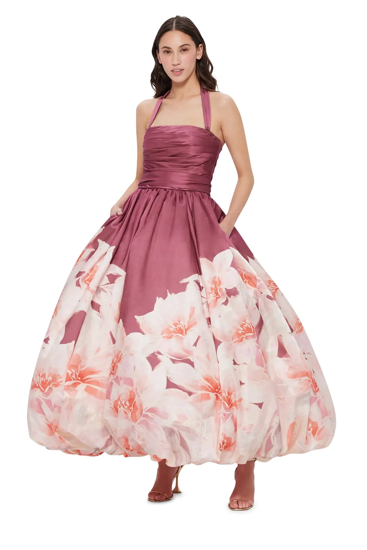 Leo Lin Nadia Voluminous Gown - Orient Print in Hibiscus