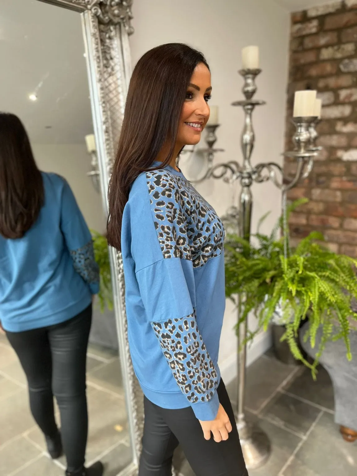 Leopard Panel Sweat Top Tansy