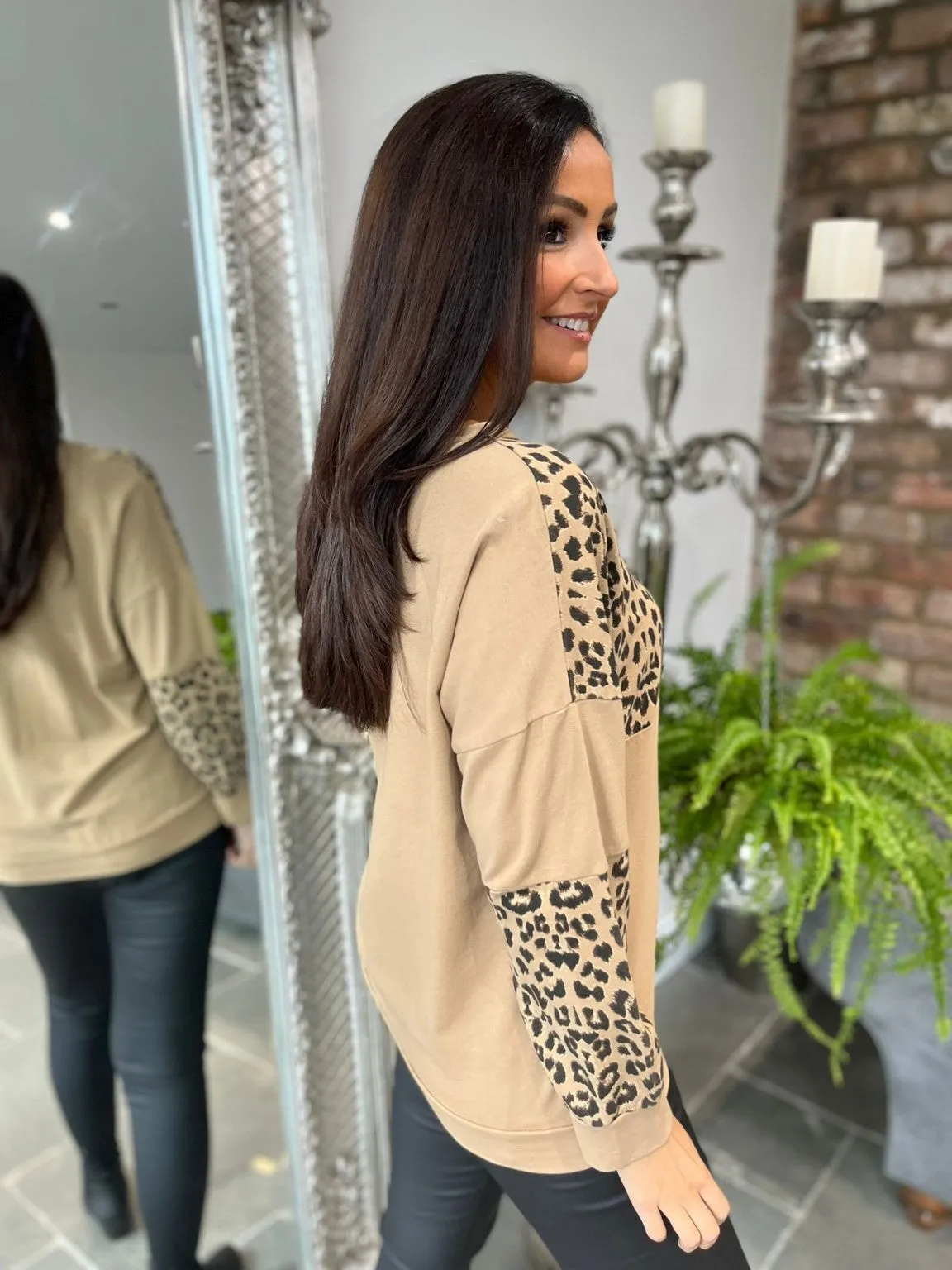 Leopard Panel Sweat Top Tansy