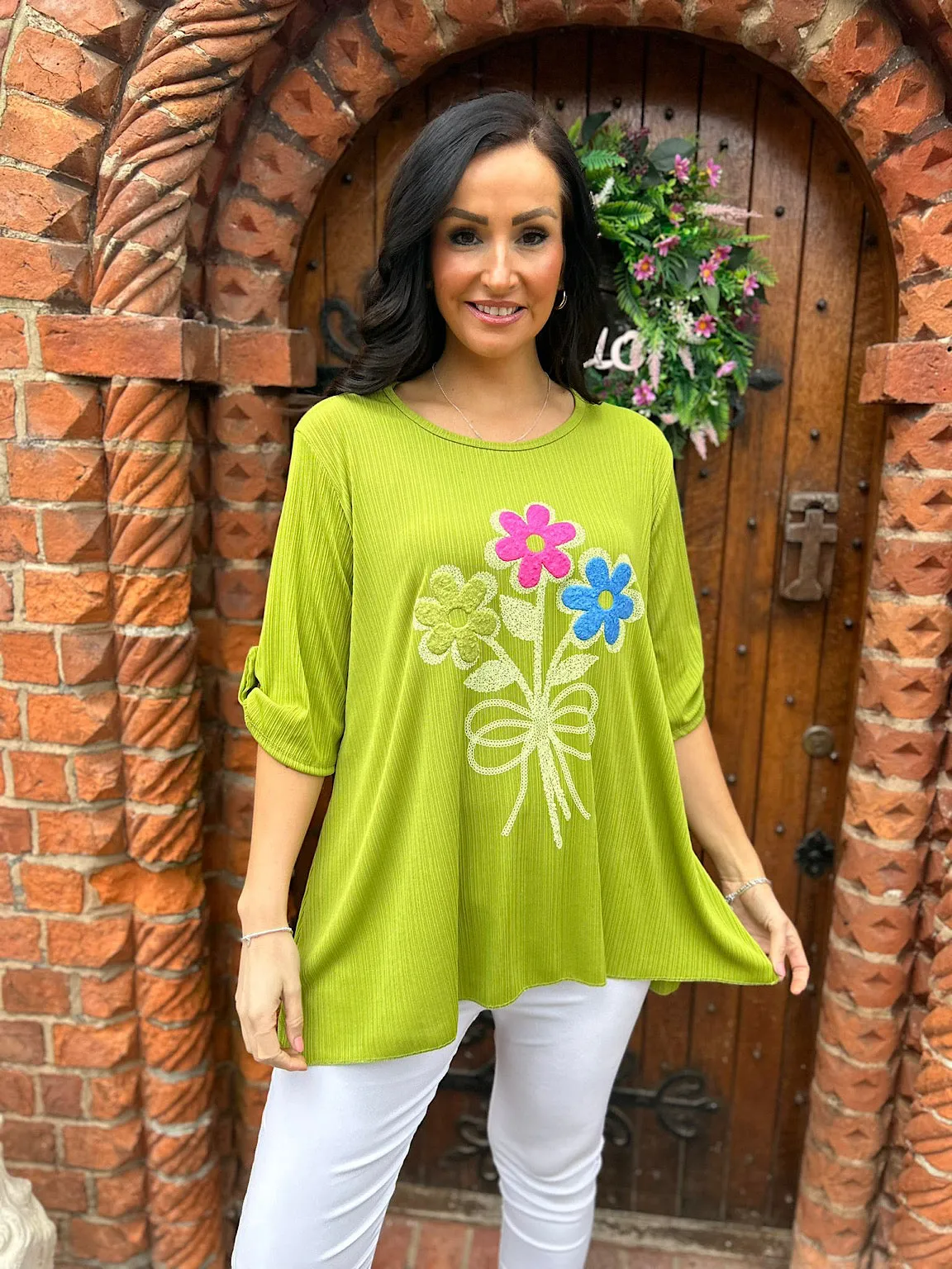 Lime Floral Top Anastasia