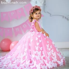 Lovely Baby Girls Birthday 3D Butterfly Ball Gowns