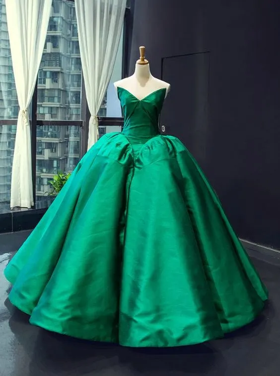 Luxury Puffy Emerald Green Ball Gown for Prom Formal Dress