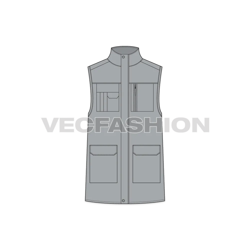 Mens Body Warmer Vector Sketch