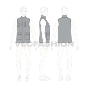 Mens Body Warmer Vector Sketch