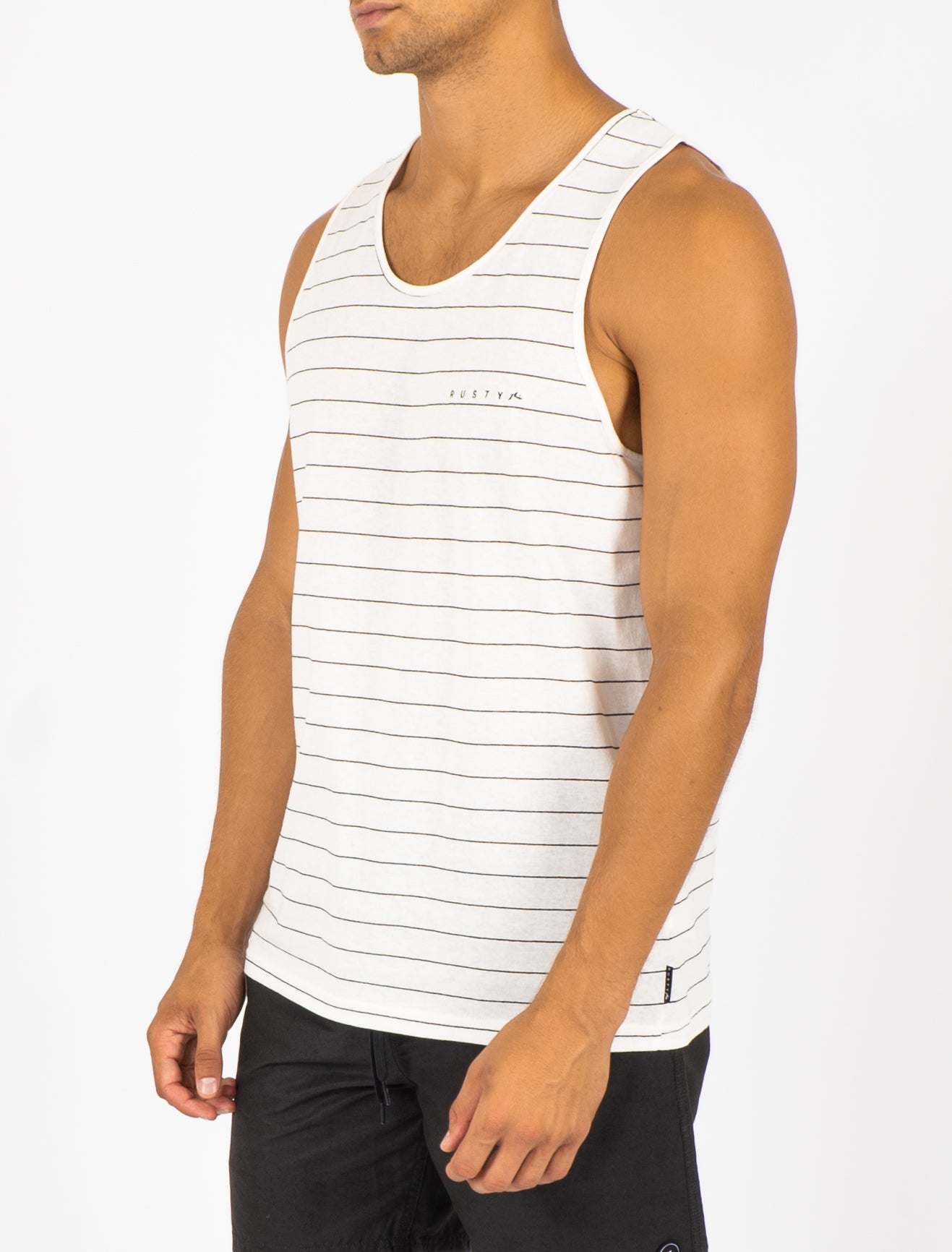 MENS MAIN STREET TANK - WHITE STRIPE