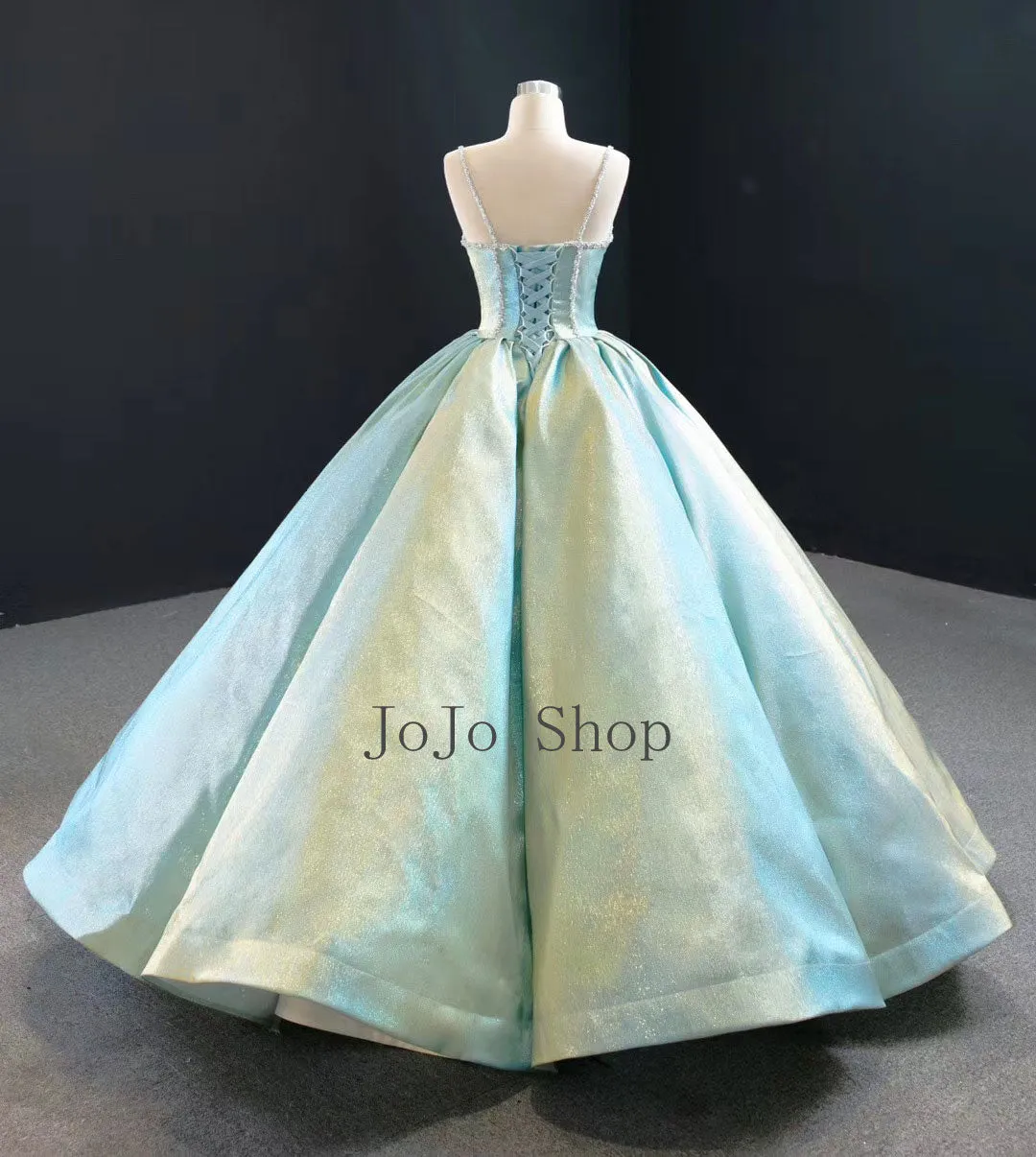 Metallic Green Quinceanera Ball Gown Prom Dress RS2019