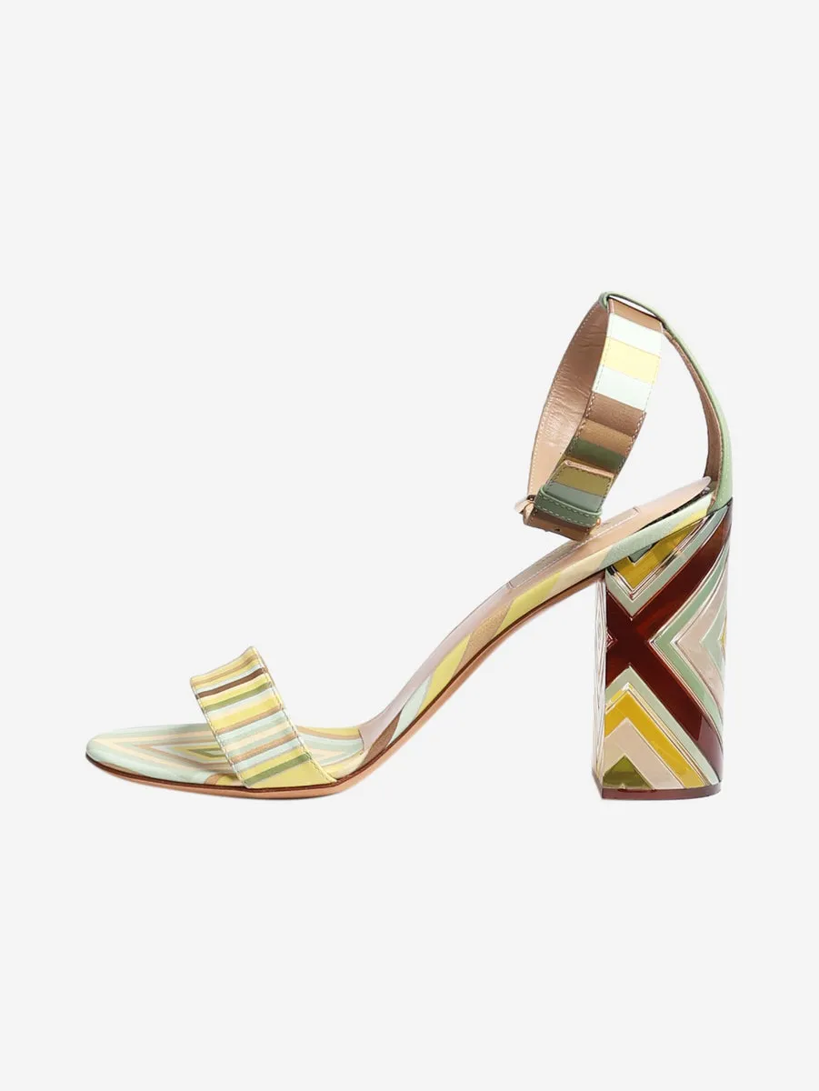   Multicolour patterned sandal heels - size EU 38.5