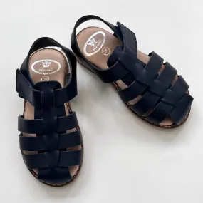 Papouelli Navy Blue Leather Sandals: Size EU 25