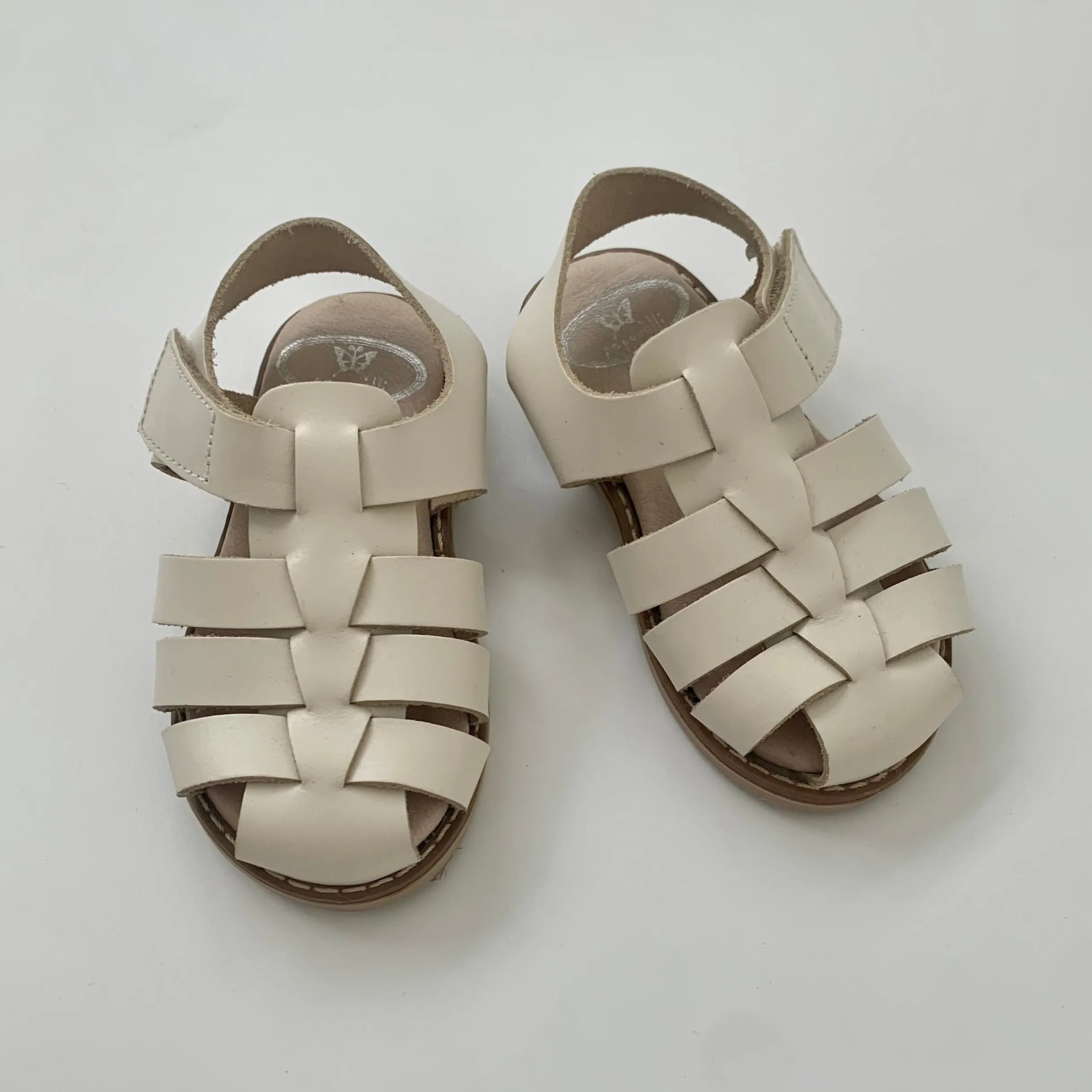 Papouelli White Leather Sandals: Size EU 23