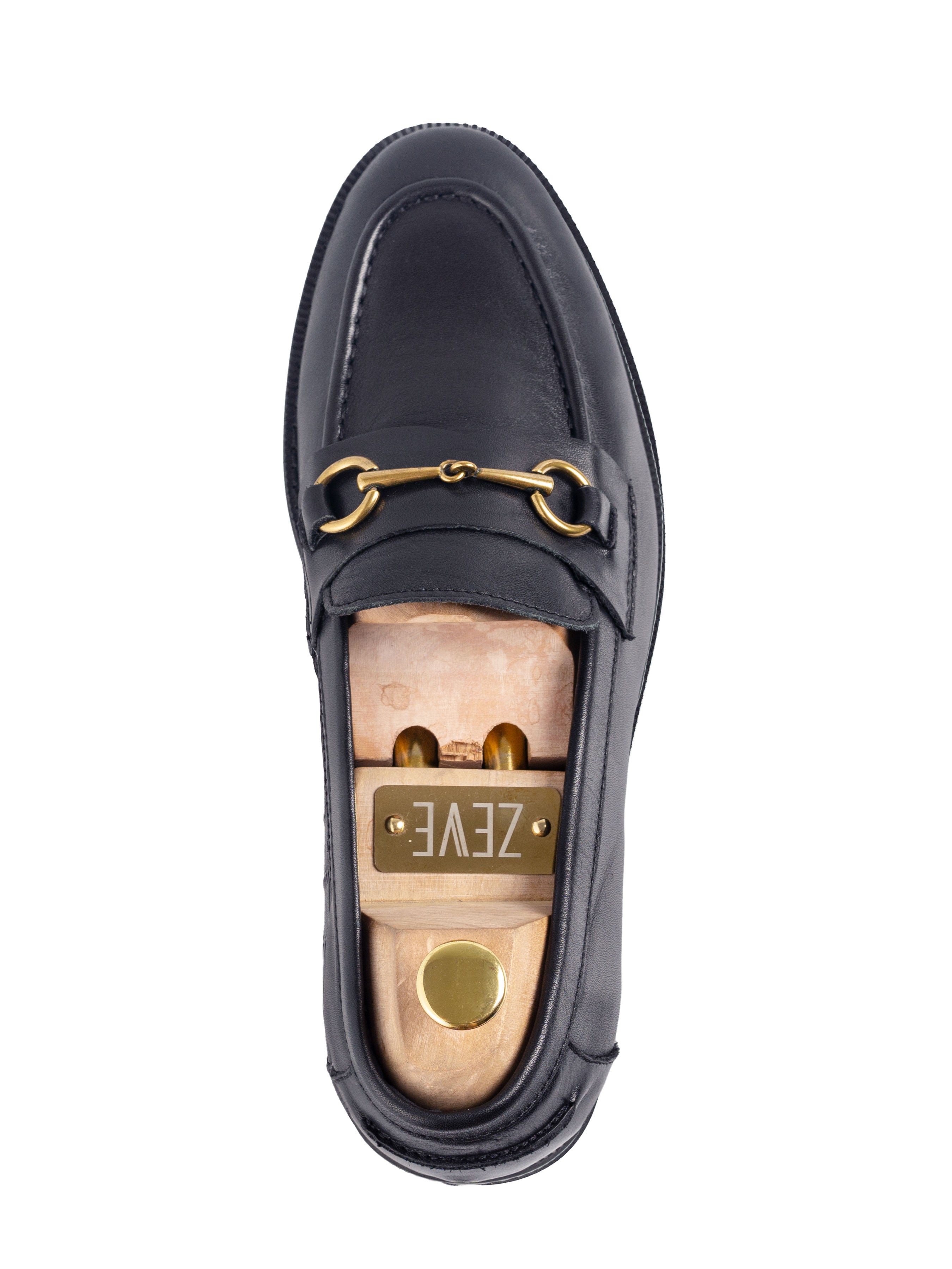 Penny Loafer Horsebit Buckle - Black Leather (Crepe Sole)