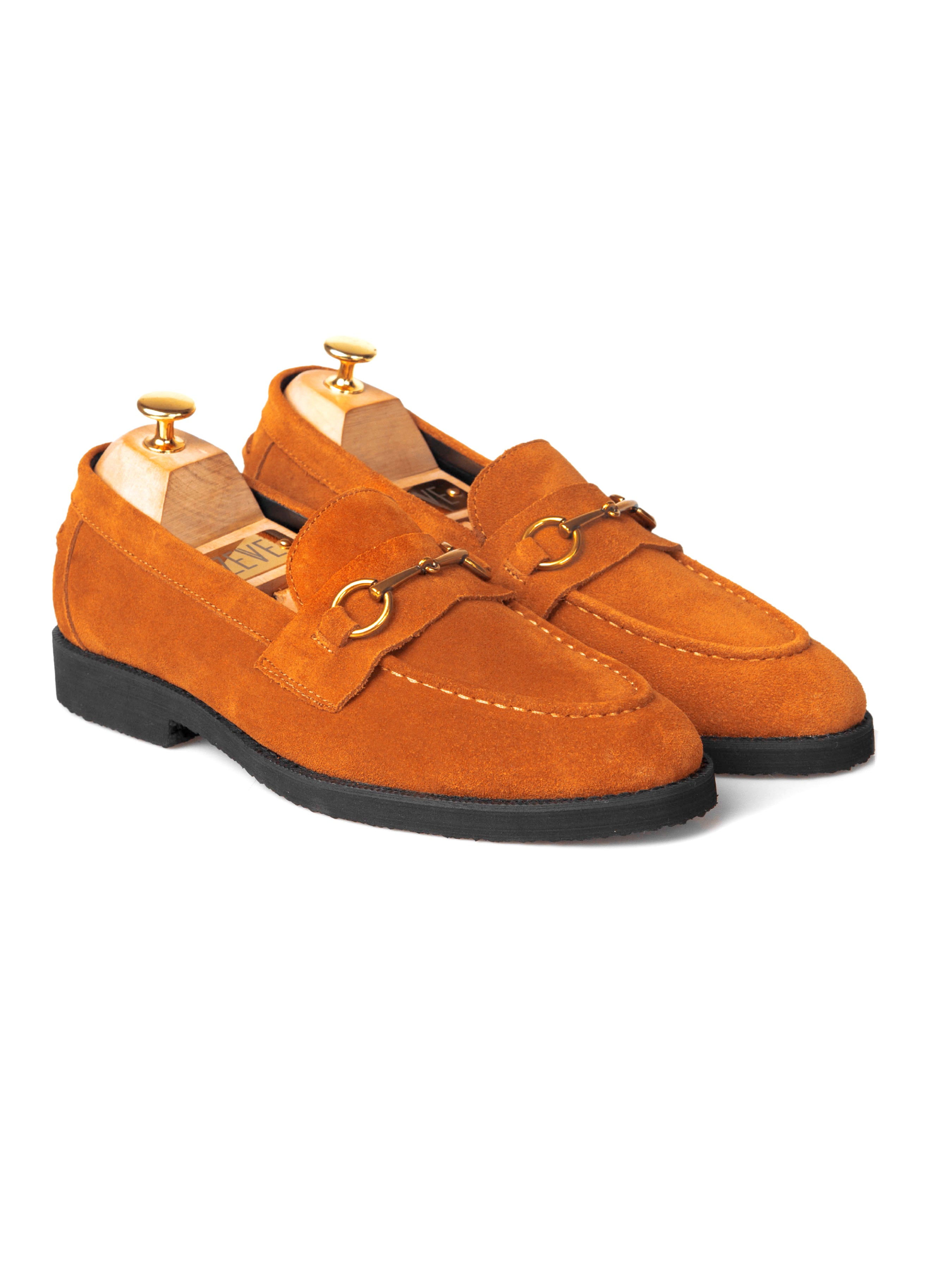 Penny Loafer Horsebit Buckle - Tangerine Suede Leather (Crepe Sole)