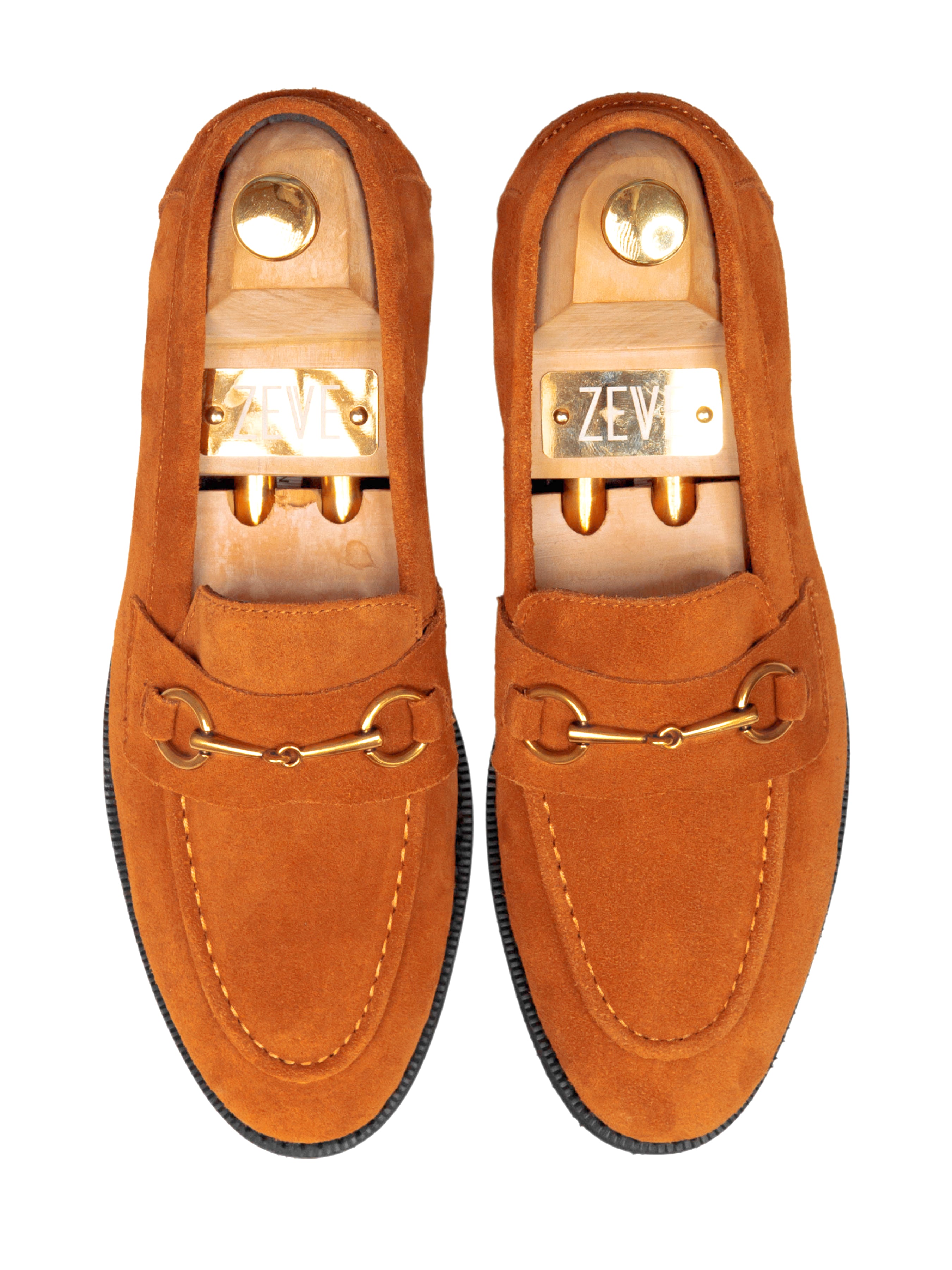 Penny Loafer Horsebit Buckle - Tangerine Suede Leather (Crepe Sole)