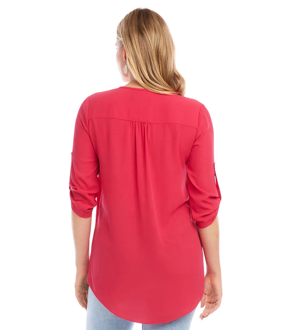 Petite Size Asymmetric Hem Wrap Top