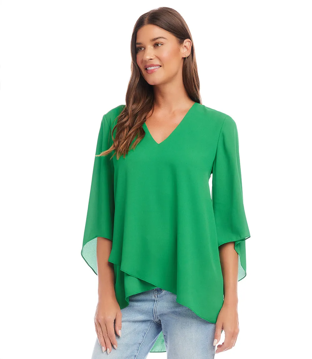 Petite Size Bracelet Sleeve Asymmetric Top