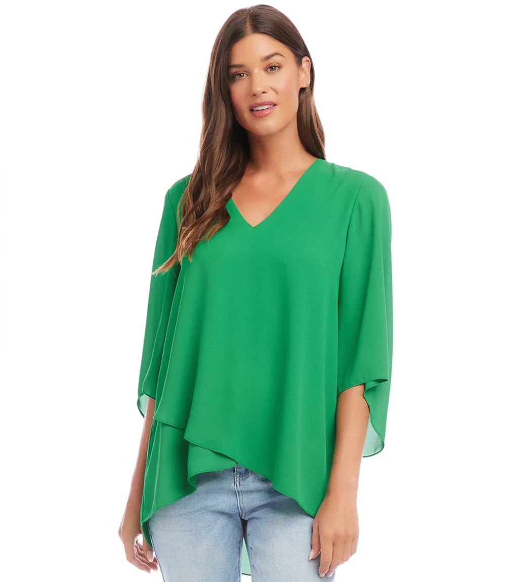 Petite Size Bracelet Sleeve Asymmetric Top