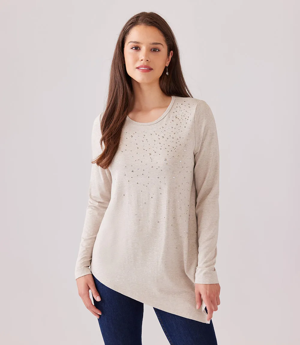 Petite Size Embellished Asymmetric Top