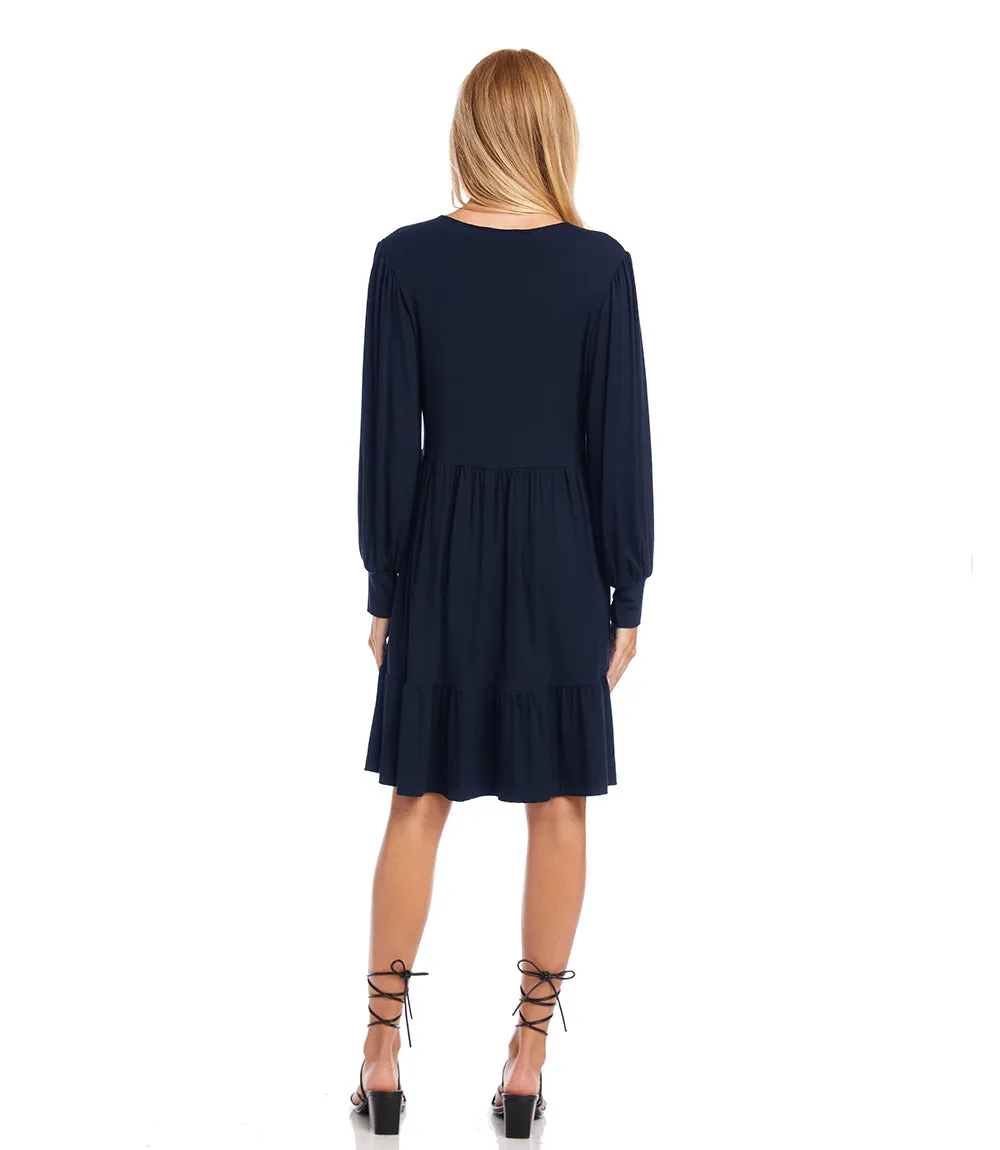 Petite Size Long Sleeve Tiered Dress