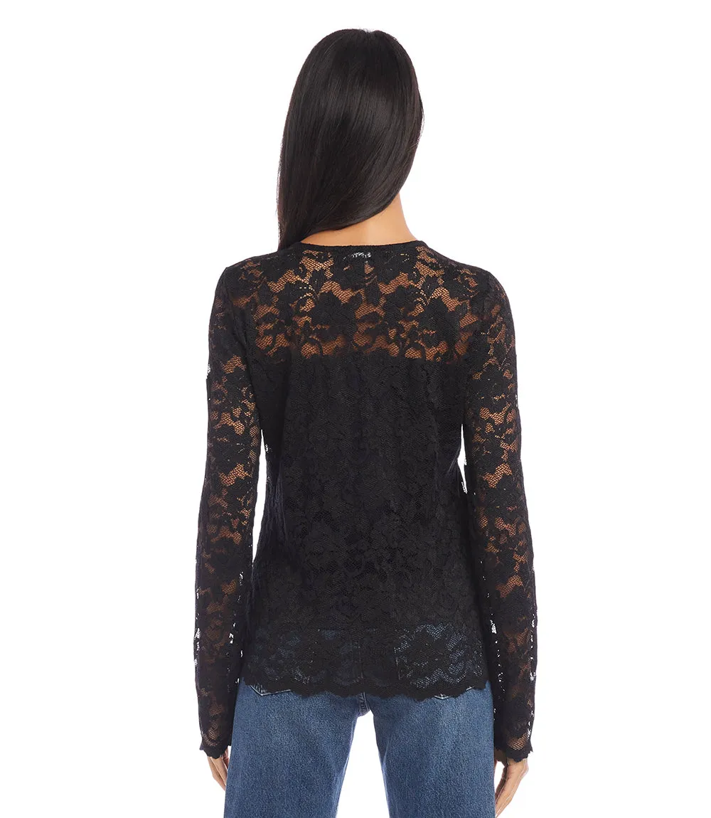 Petite Size Scalloped Hem Lace Top