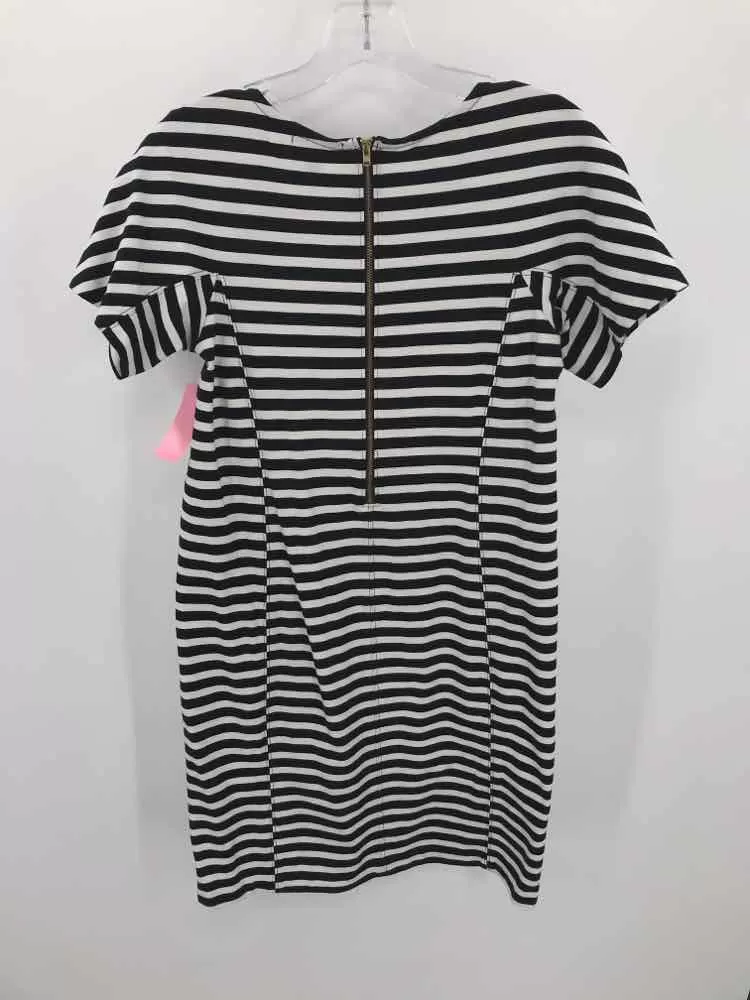 Pre-Owned J Crew Black Size XS Stripe Knee Length Short Sleeve Dress