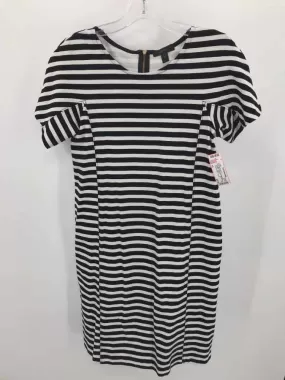 Pre-Owned J Crew Black Size XS Stripe Knee Length Short Sleeve Dress