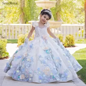 Princess Ball Gown Floral Lace 3D Flowers