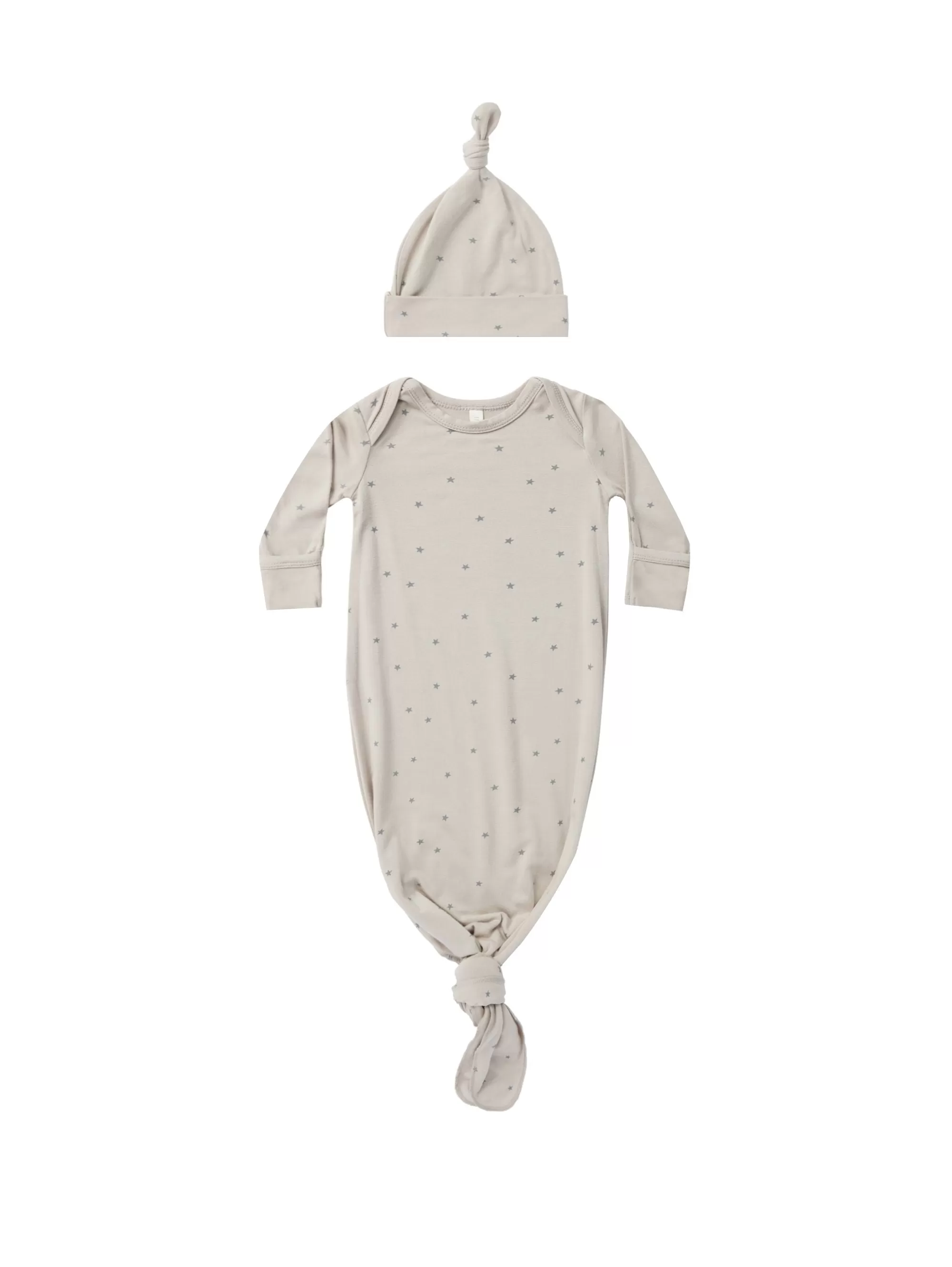 Quincy Mae - Stars Knotted Baby Gown + Hat Set