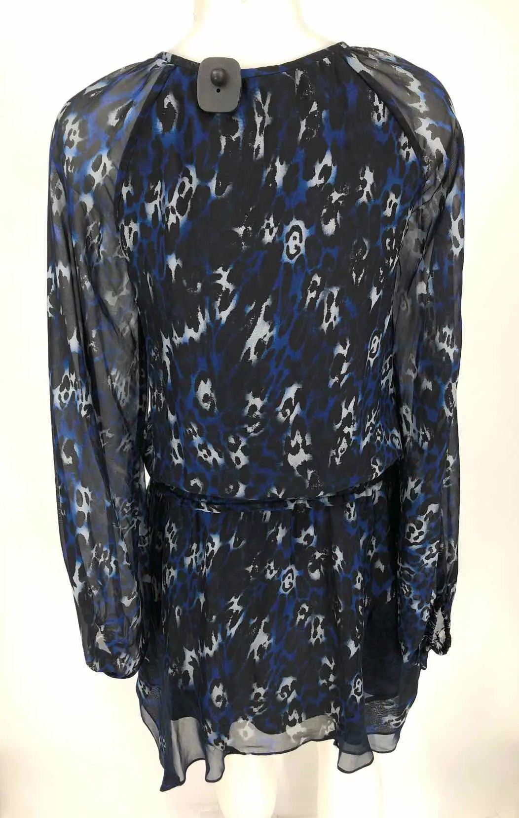 RAMY BROOK Navy Gray Silk Leopard Print Mini Size Petite (S) Dress