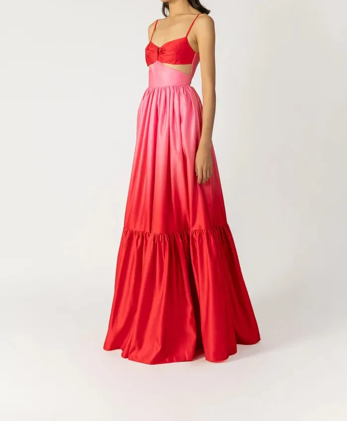 Sau Lee Nova Satin Gown In Pink Ombre