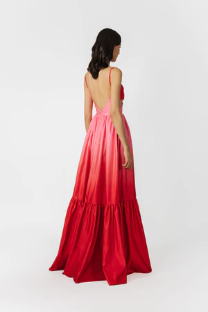 Sau Lee Nova Satin Gown In Pink Ombre