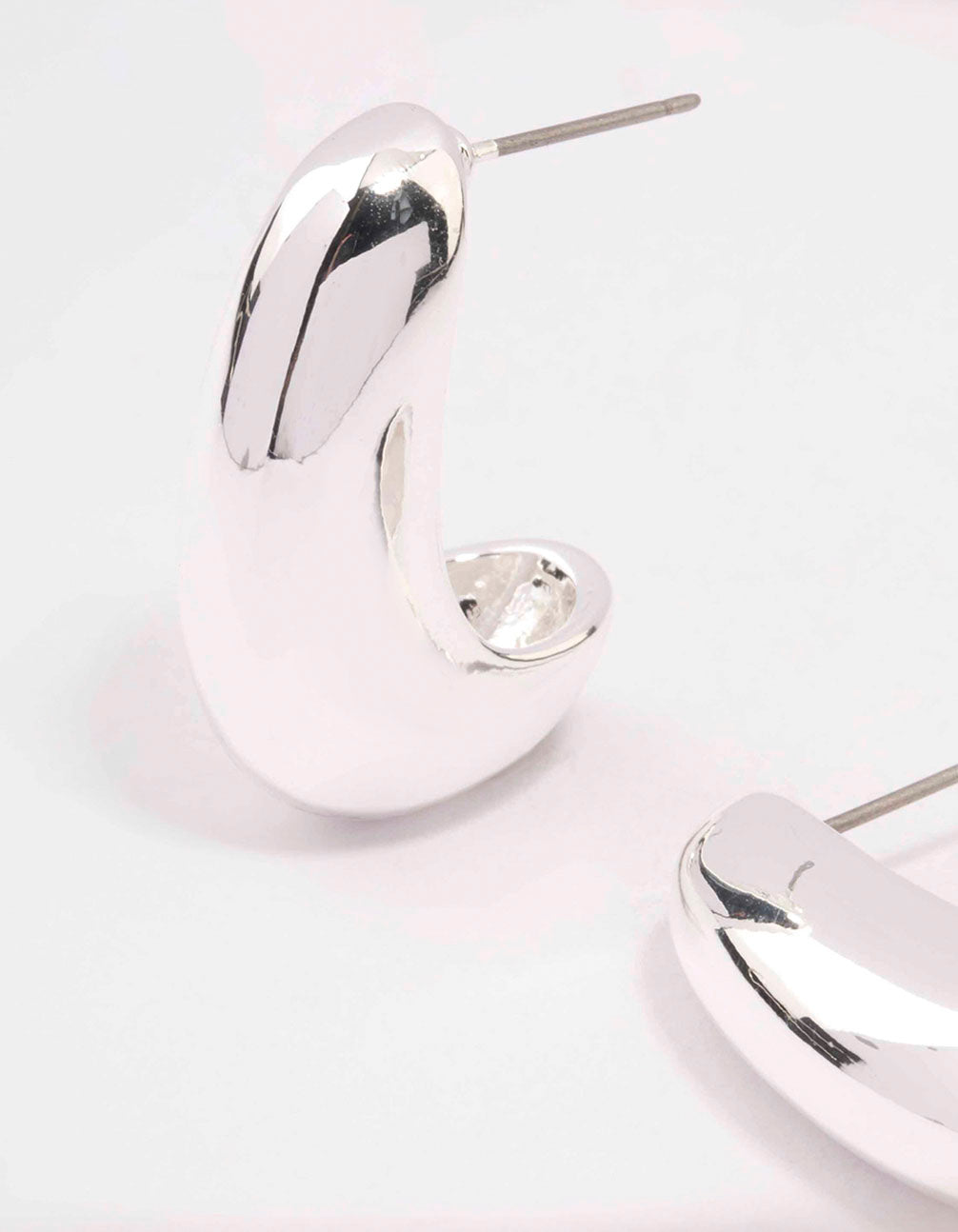 Silver Plated Small Bold Wide Hoop Earrings