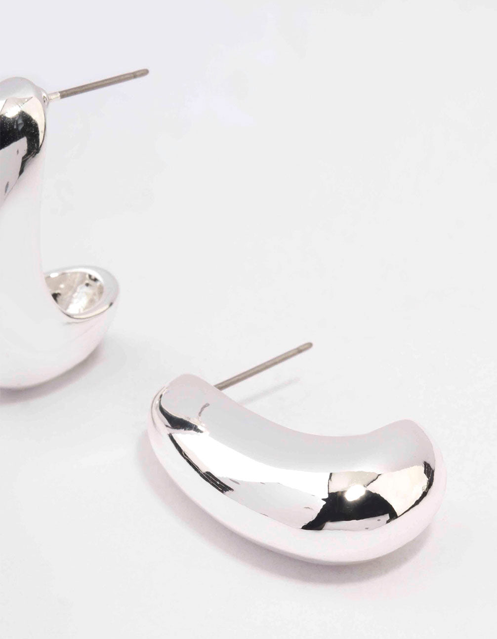 Silver Plated Small Bold Wide Hoop Earrings