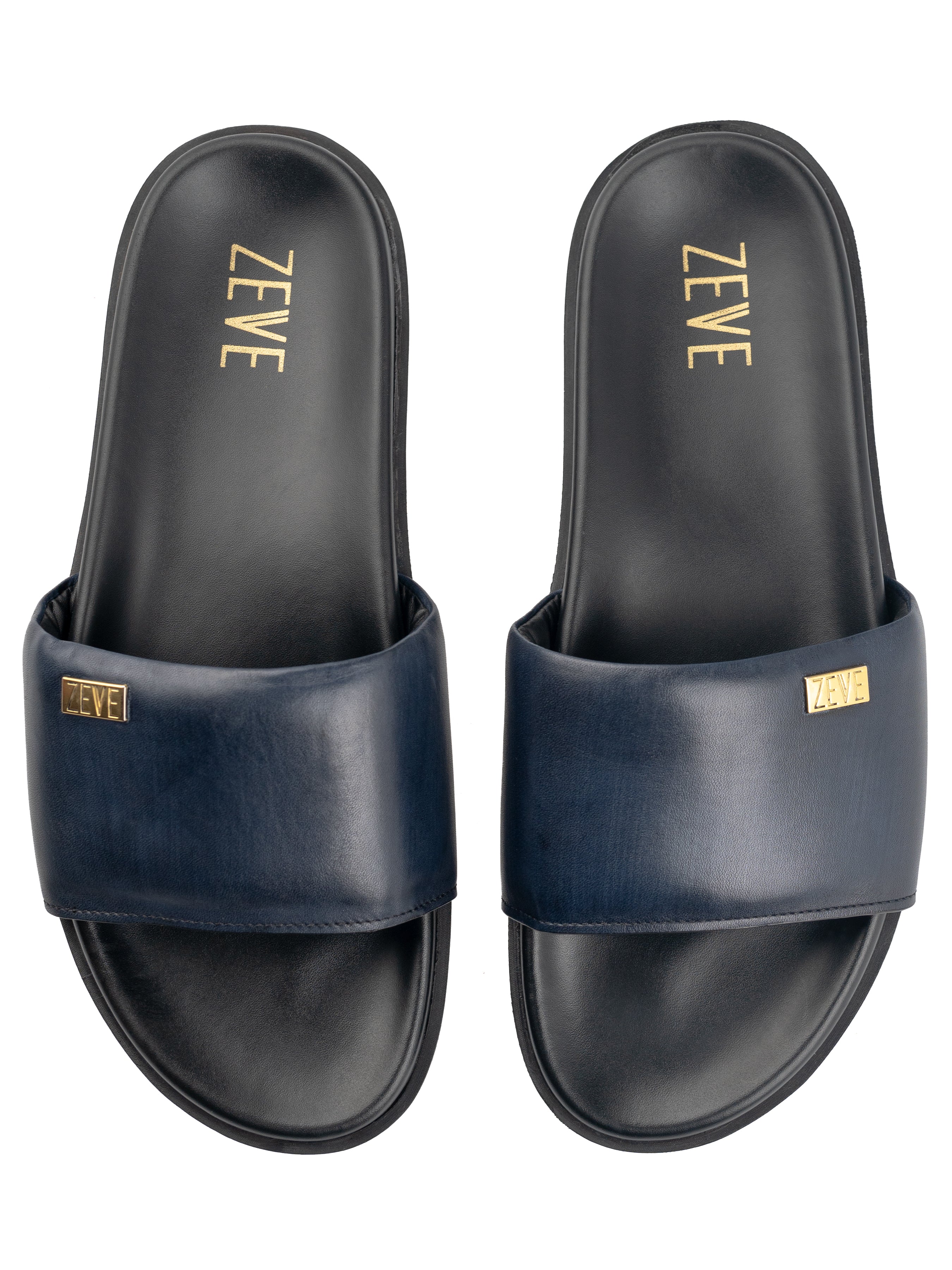 Slide Sandal - Blue Patina Leather