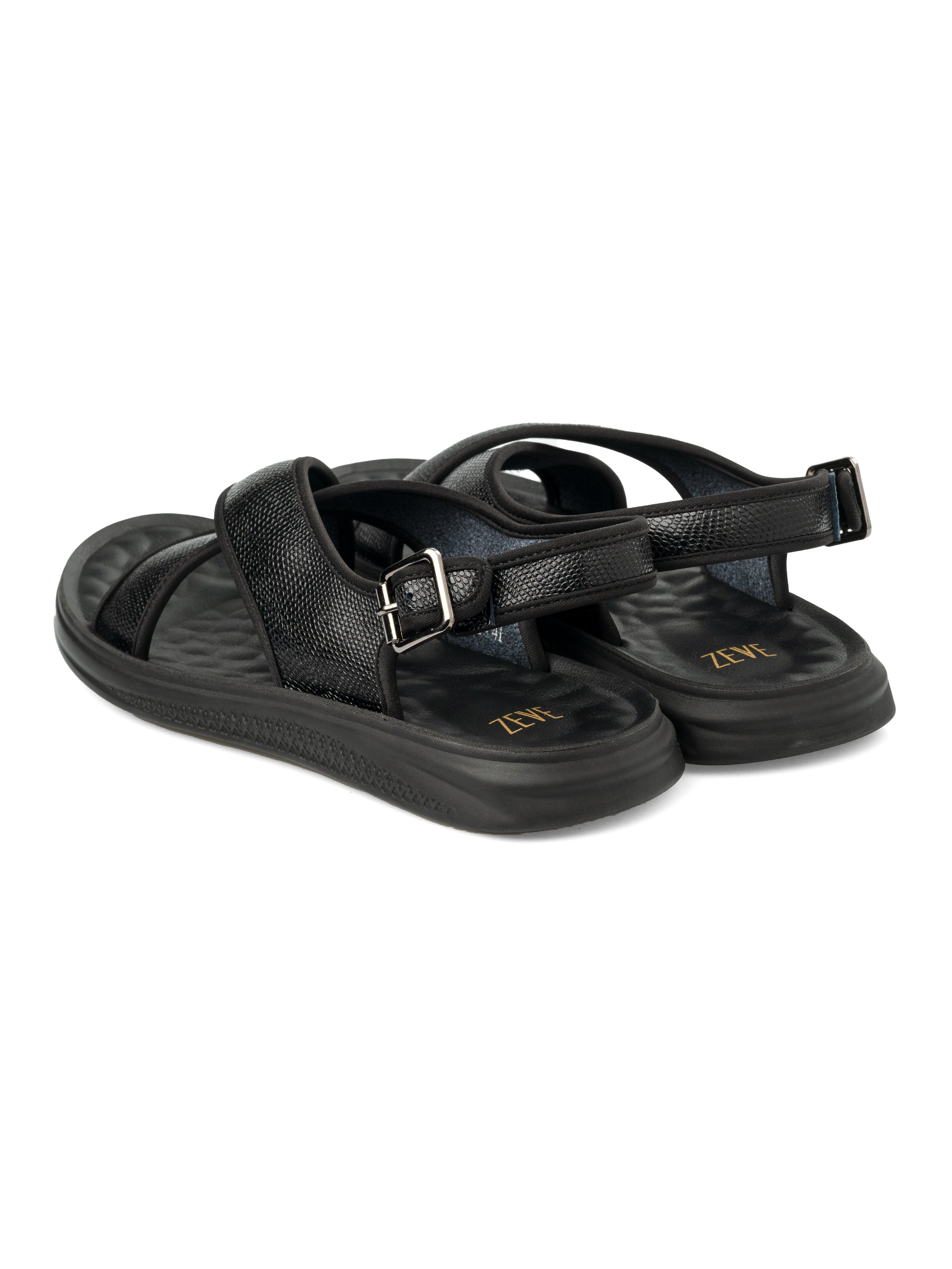 Slingback Cross Strap Sandal - Black Phyton