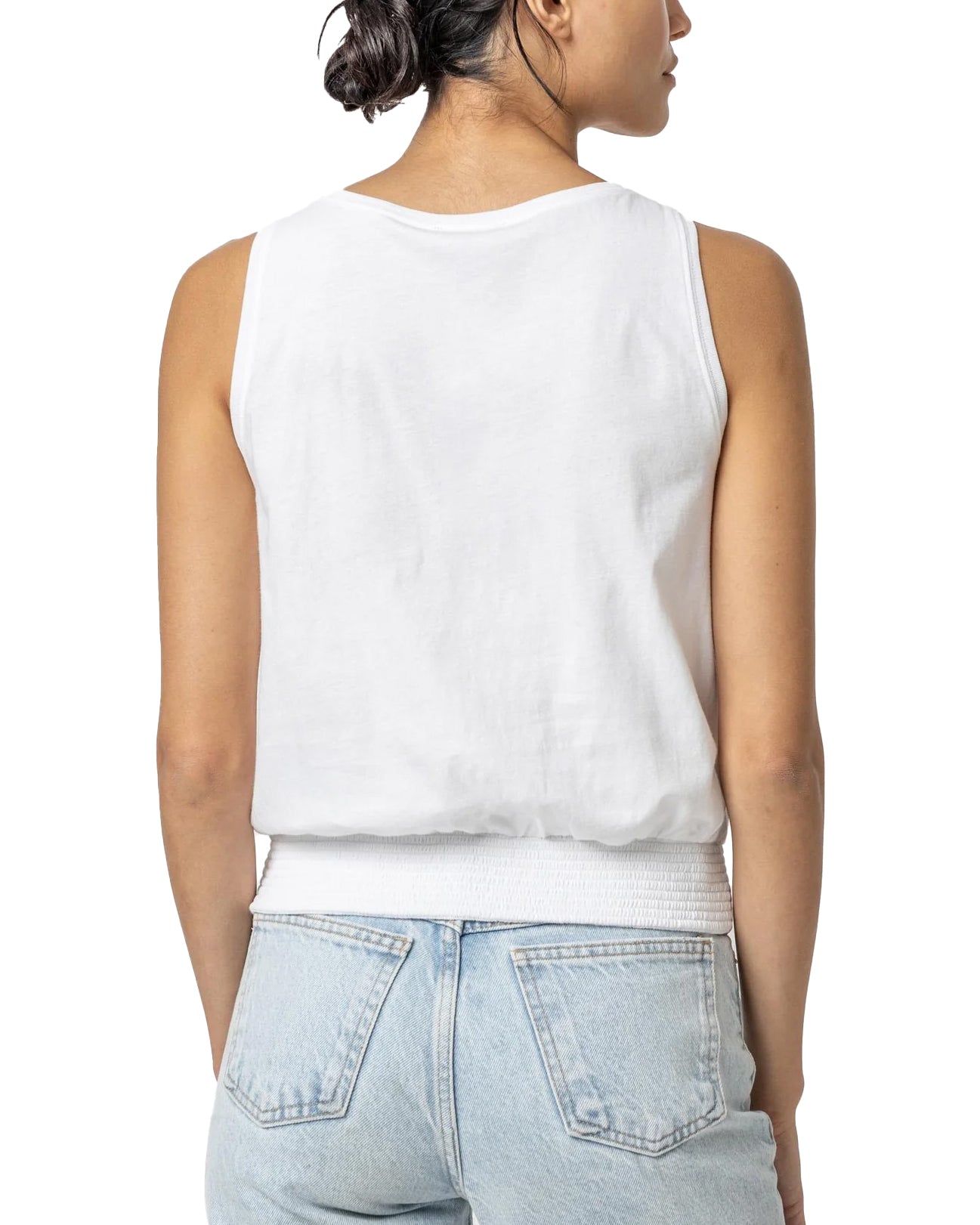 Smocked Hem Tank (White)