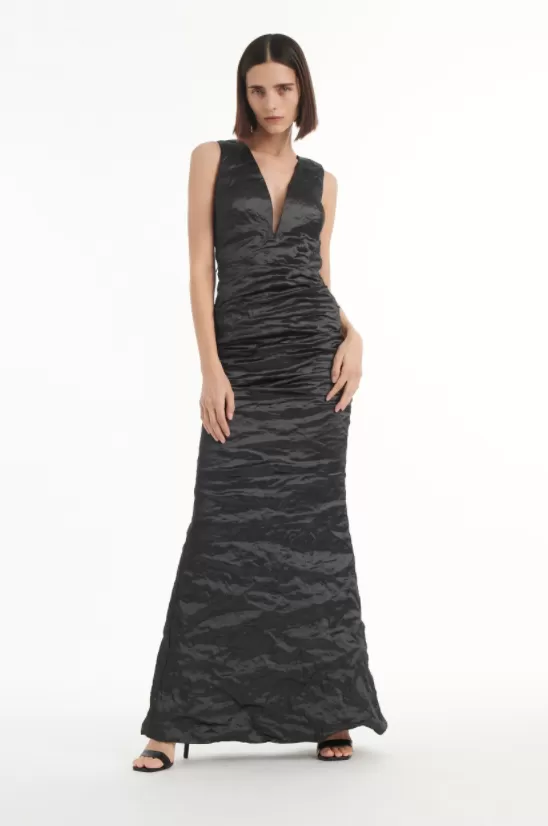 Solid Techno Metal Plunge Gown