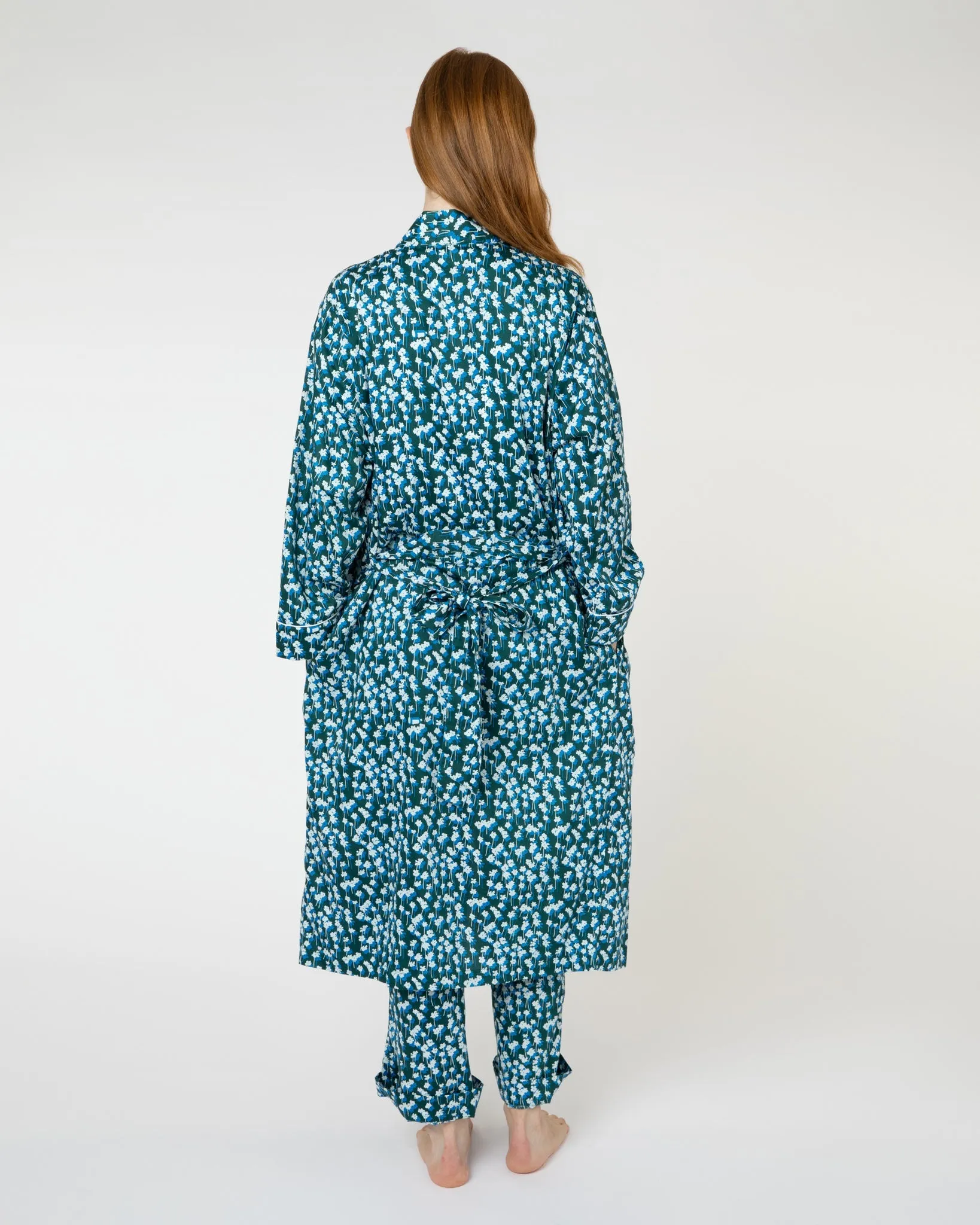 Spray of Flowers Organic Cotton Dressing Gown Green