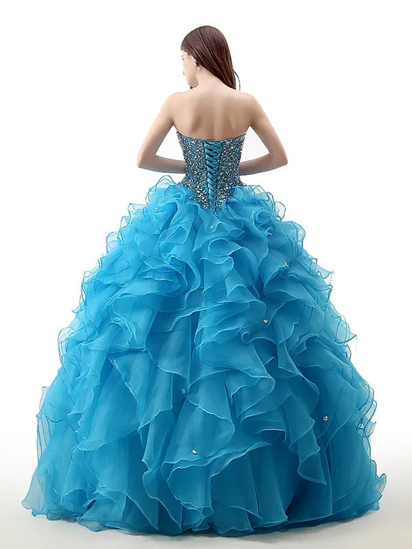 Strapless Blue Quinceanera Ball Gown Home Coming Dress EN120