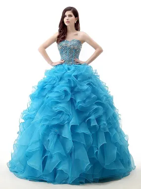 Strapless Blue Quinceanera Ball Gown Home Coming Dress EN120