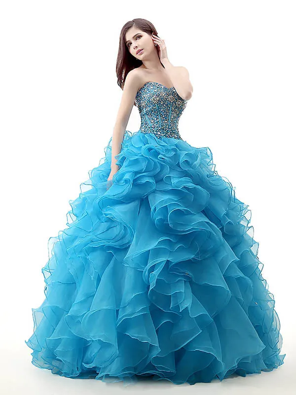 Strapless Blue Quinceanera Ball Gown Home Coming Dress EN120