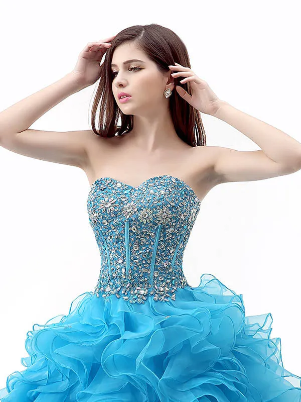 Strapless Blue Quinceanera Ball Gown Home Coming Dress EN120