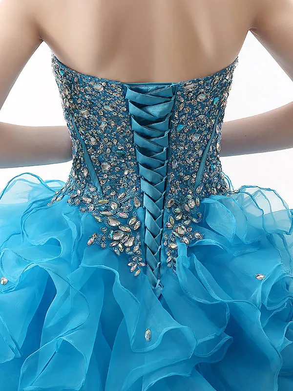 Strapless Blue Quinceanera Ball Gown Home Coming Dress EN120