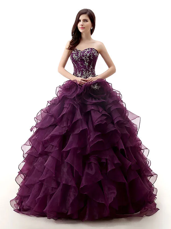 Strapless Dark Purple Quinceanera Ball Gown Formal Dress EN114