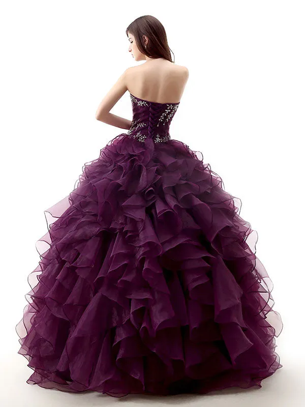 Strapless Dark Purple Quinceanera Ball Gown Formal Dress EN114