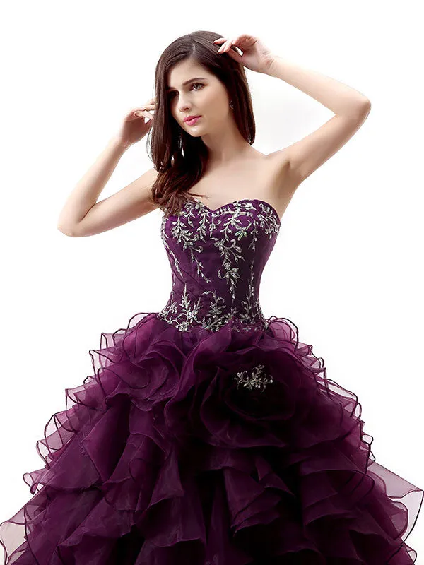 Strapless Dark Purple Quinceanera Ball Gown Formal Dress EN114